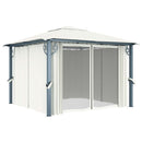 pavillon med gardin + LED-lyskæder 3x3 m aluminium cremefarvet