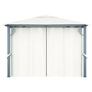 pavillon med gardin + LED-lyskæder 3x3 m aluminium cremefarvet