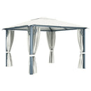 pavillon med gardin + LED-lyskæder 3x3 m aluminium cremefarvet