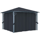 pavillon med gardin + LED-lyskæder 300x300 cm aluminium grå
