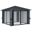 pavillon med gardin + LED-lyskæder 300x300 cm aluminium grå