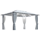 pavillon med gardin + LED-lyskæder 400x300 cm aluminium creme