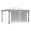 pavillon med gardin + LED-lyskæder 400x300 cm aluminium creme