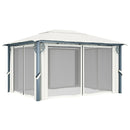 pavillon med gardin + LED-lyskæder 400x300 cm aluminium creme