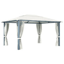 pavillon med gardin + LED-lyskæder 400x300 cm aluminium creme