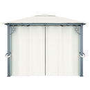 pavillon med gardin + LED-lyskæder 400x300 cm aluminium creme