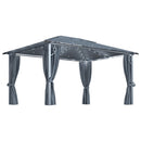 pavillon med gardin + LED-lyskæder 400x300 cm aluminium grå