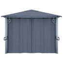 pavillon med gardin + LED-lyskæder 400x300 cm aluminium grå