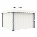 pavillon med gardin og LED-lyskæder 3x3 m cremefarvet