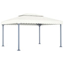 pavillon med LED-lyskæder 400x300 cm aluminium cremefarvet