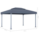 pavillon med LED-lyskæder 400x300 cm aluminium antracitgrå