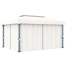 pavillon med gardin og LED-lyskæder 4x3 m cremefarvet