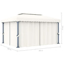 pavillon med gardin og LED-lyskæder 4x3 m cremefarvet