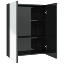 badeværelsesskab med spejl 60x15x75 cm MDF skinnende sort