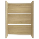 badeværelsesskab med spejl 60x15x75 cm MDF hvid og egetræsfarvet
