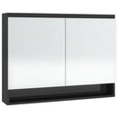 badeværelsesskab med spejl 80x15x60 cm MDF blank sort