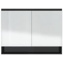 badeværelsesskab med spejl 80x15x60 cm MDF blank sort