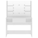 makeupbord med LED-lys 100x40x135 cm MDF hvid