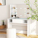 makeupbord med LED-lys 100x40x135 cm MDF hvid