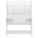 makeupbord med LED-lys 100x40x135 cm MDF blank hvid