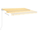 markise m. LED-lys 300x250 cm manuel betjening gul og hvid