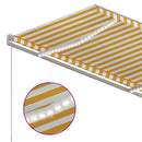 markise m. LED-lys 300x250 cm manuel betjening gul og hvid