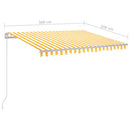 markise m. LED-lys 300x250 cm manuel betjening gul og hvid