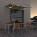 markise m. LED-lys 300x250 cm manuel betjening gul og hvid