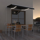 markise m. LED + vindsensor 300x250 cm automatisk antracitgrå