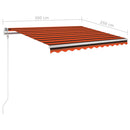 markise m. LED + vindsensor 300x250 cm automatisk orange/brun