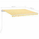 markise m. LED 350x250 cm manuel betjening gul og hvid