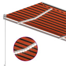 markise m. LED-lys 350x250 cm manuel betjening orange og brun