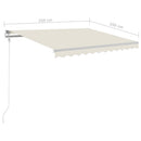markise m. LED + vindsensor 350x350 cm automatisk cremefarvet