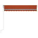 markise m. LED + vindsensor 350x250 cm automatisk orange/brun