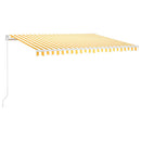 markise m. LED-lys 400x300 cm manuel betjening gul og hvid