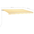 markise m. LED-lys 400x300 cm manuel betjening gul og hvid