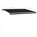 markise m. LED + vindsensor 400x300 cm automatisk antracitgrå