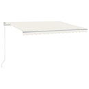 markise m. LED-lys 450x300 cm manuel betjening cremefarvet