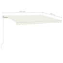 markise m. LED-lys 450x300 cm manuel betjening cremefarvet