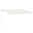 markise m. LED-lys 450x300 cm manuel betjening cremefarvet