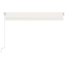 markise m. LED-lys 450x300 cm manuel betjening cremefarvet