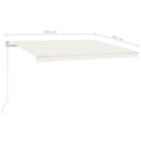 markise m. LED-lys 450x300 cm manuel betjening cremefarvet