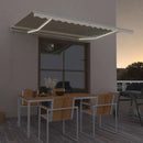 markise m. LED-lys 450x300 cm manuel betjening cremefarvet