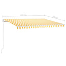 markise m. LED 450x300 cm manuel betjening gul og hvid