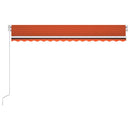 markise m. LED-lys 450x300 cm manuel betjening orange og brun