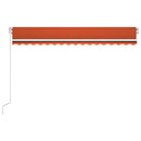 markise m. LED + vindsensor 450x300 cm automatisk orange/brun