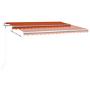 markise m. LED + vindsensor 450x300 cm automatisk orange/brun