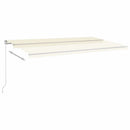 markise m. LED-lys 600x300 cm manuel betjening cremefarvet