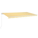 markise m. LED-lys 600x300 cm manuel betjening gul og hvid