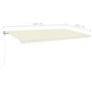 markise m. LED + vindsensor 600x300 cm automatisk cremefarvet